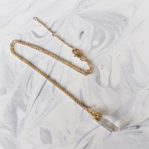 16” electroplated quartz stone pendant (1pc) - Picture 4 of 6